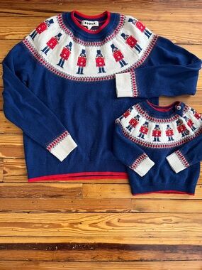 Matching Mom and Son! Boden Navy and Red Nutcracker Fair Isle Sweater Set